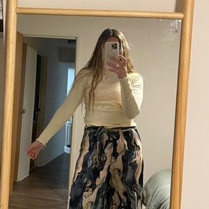 Mock neck rib knit form fitted top